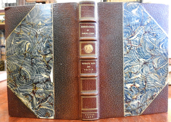 Reminiscences Edmund Hunt 1907 Weymouth MA Ways & Peoples limited leather book