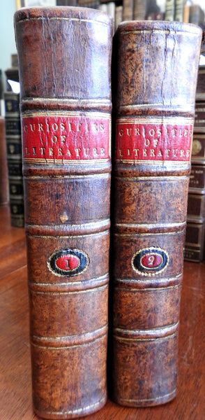 Curiosities of Literature 1793 D'Israeli fine 2 v leather set literary criticism