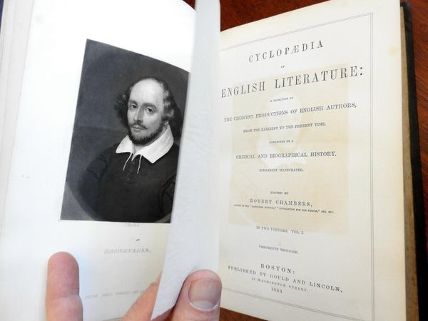 English Literature encyclopedia Shakespeare Johnson 1851 illustrated 2 vol set