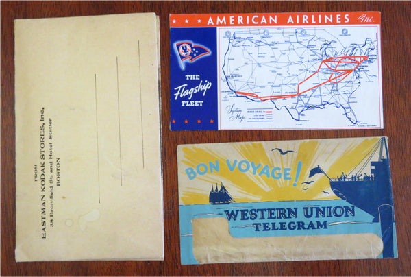 Advertising envelopes 1930's-40's Kodak Western Union American Airlines map lot