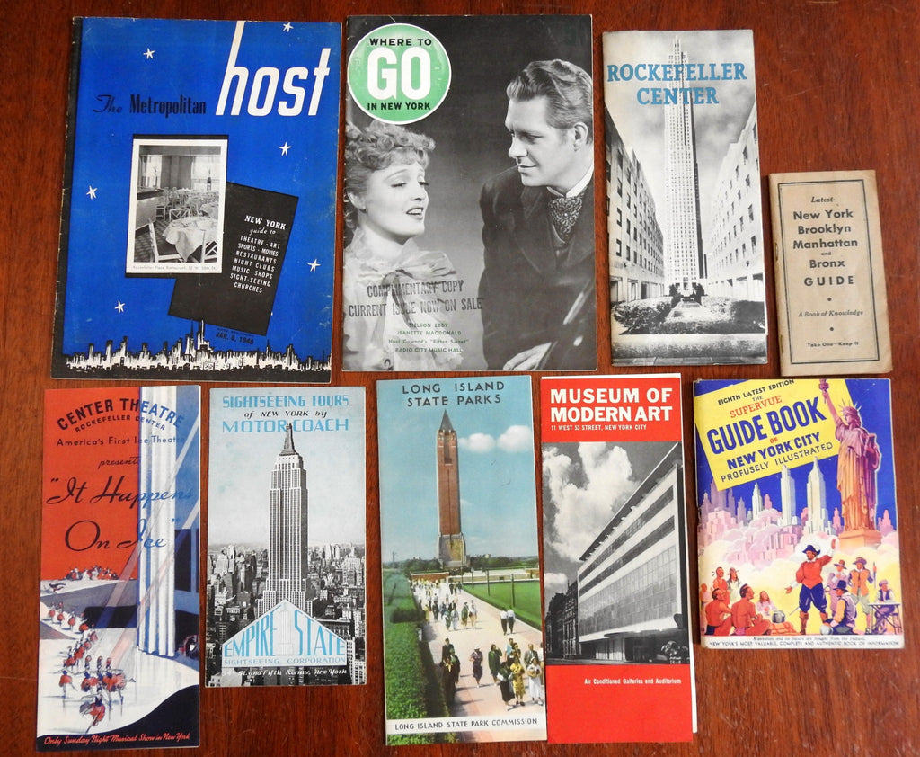 New York City Tourism Pamphlets Guide Books Maps Magazines 1920-60 Lot x 9