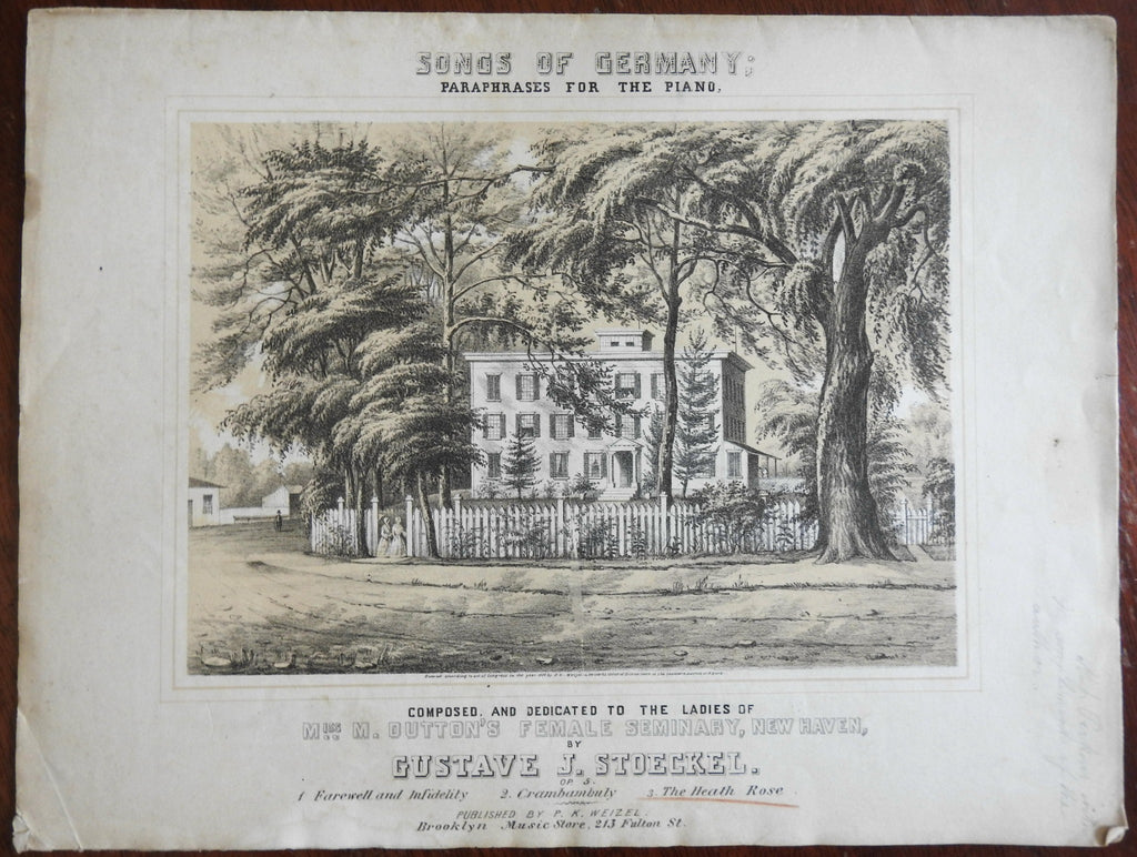 Dutton's New Haven CT Female Seminary Sheet Music c. 1858 Gustave Stoeckel cover