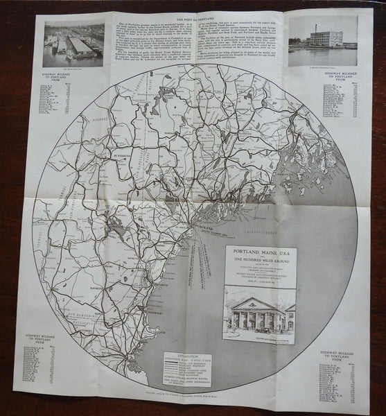 Portland Maine 1929 Chamber of Commerce illustrated travel brochure tourist map