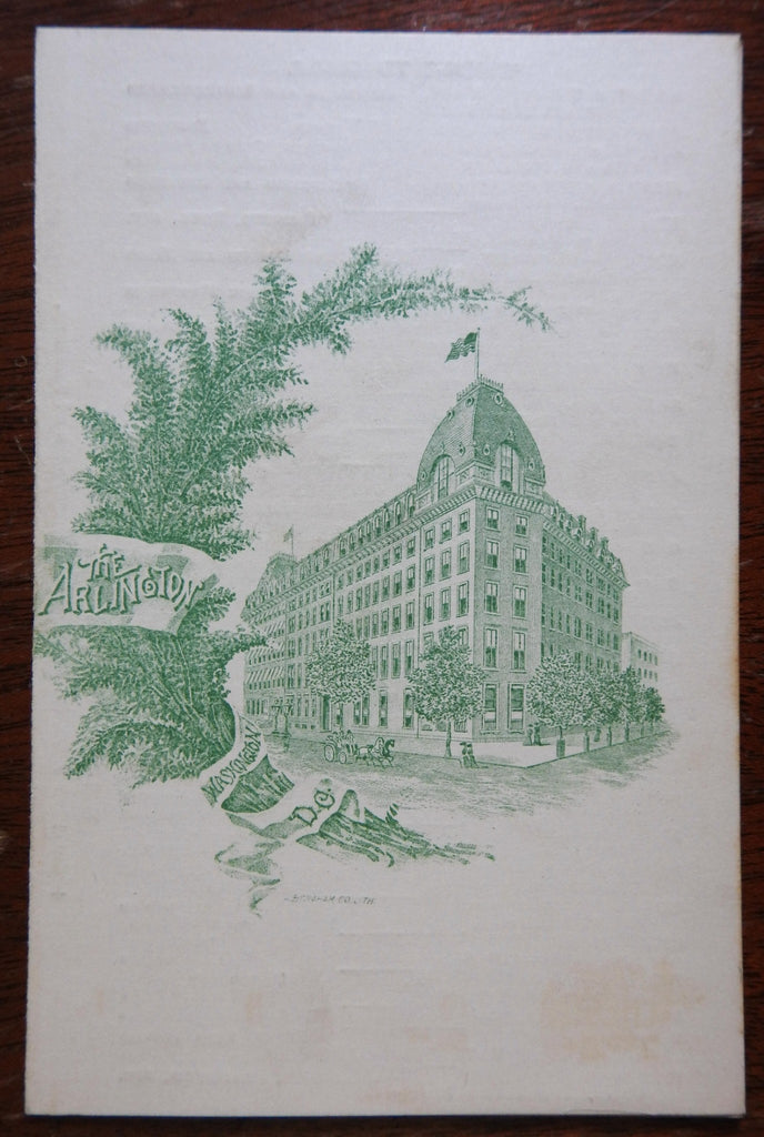 Arlington Hotel Washington D.C. c.1910 tourist hand bill shopping sightseeing