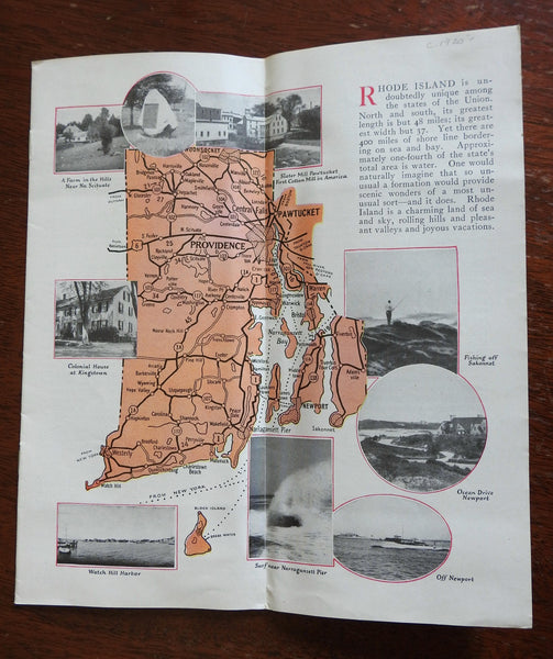 Rhode Island Travel Brochure c. 1930 aerial photos maps local history