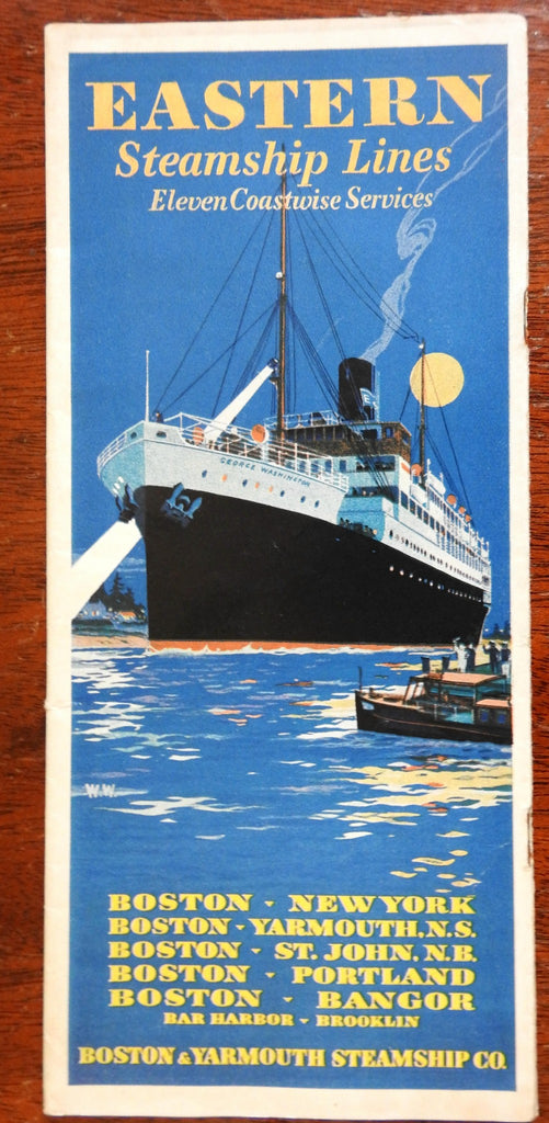 Eastern Steamship Lines 1930 illustrated travel brochure with map