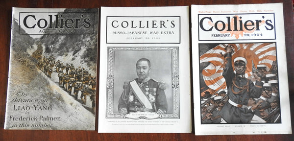 Russo-Japanese War 1904 rare Collier's Magazine lot x 3 Issues w/ Supplement