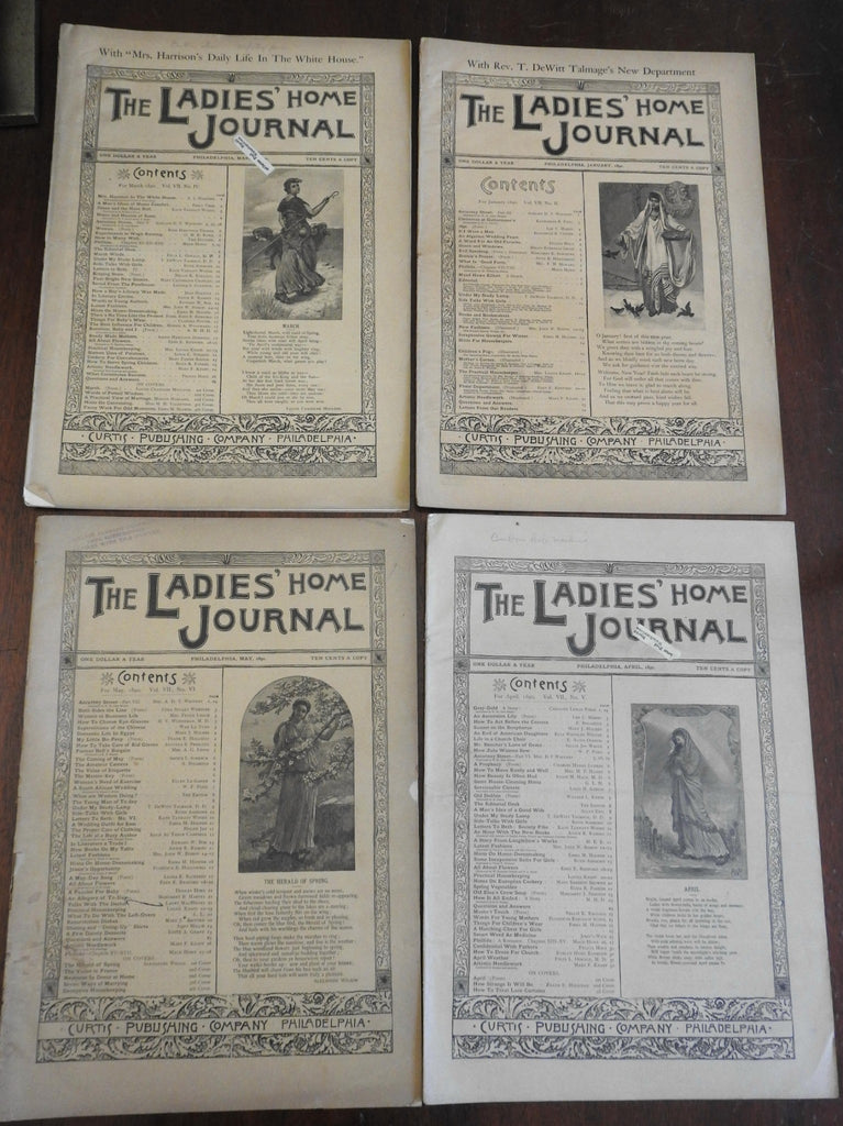 Ladies' Home Journal 1890 lot x 4 illustrated women's periodical arts literature