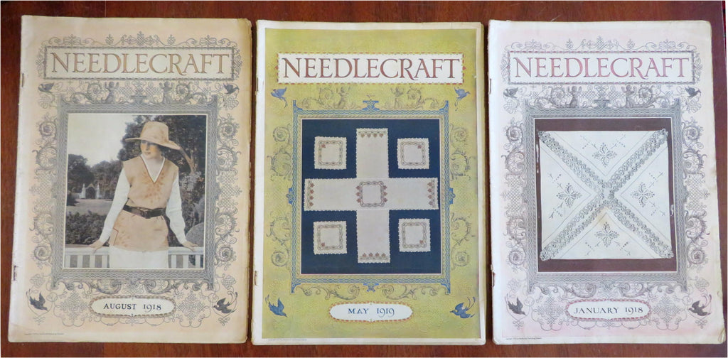Needlecraft Magazine 1918-9 Lot x 3 American women's pattern magazine