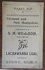 Rare Advertising pocket map Vermont & New Hampshire 1895 Lackawanna Coal folding