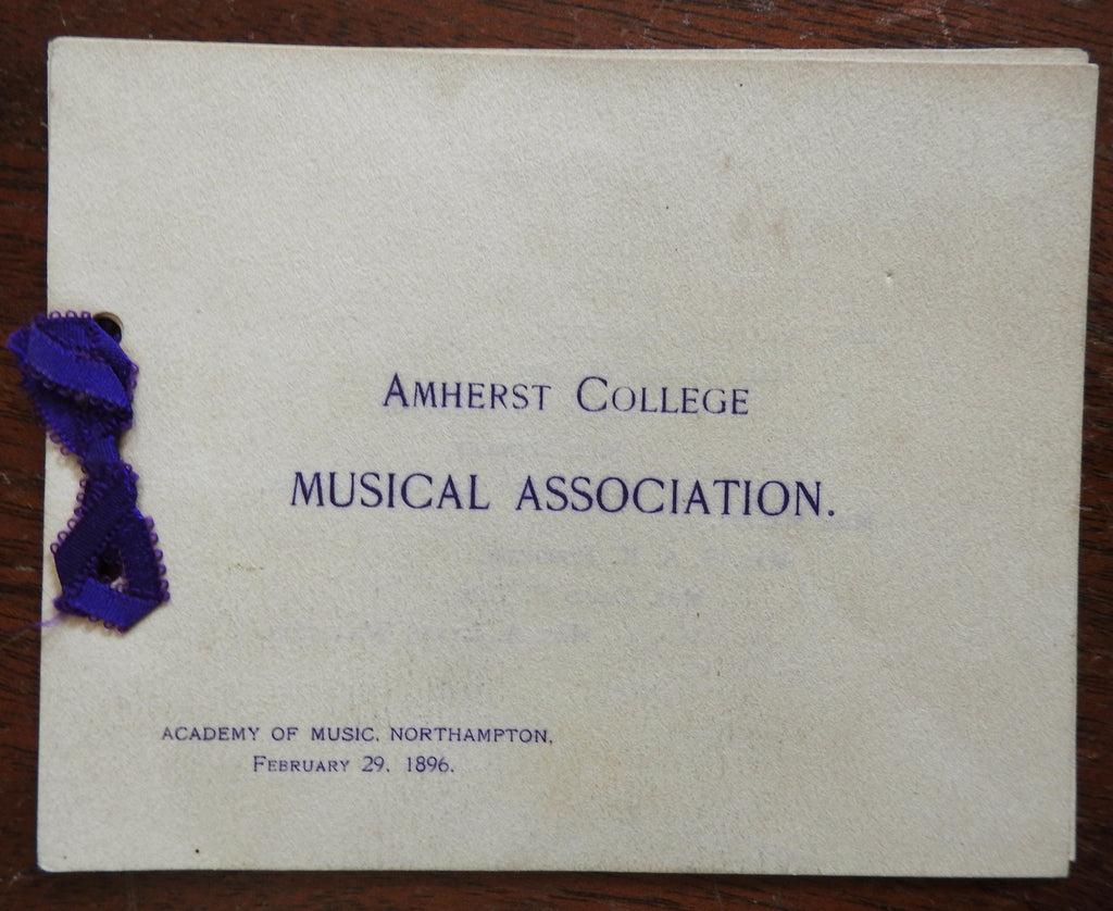 Amherst College Musical Association February 1896 rare Souvenir Concert Program
