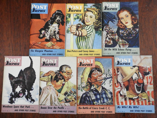 WWII era Post Yarns 1944 miniature soldier magazines lot of 7 color covers