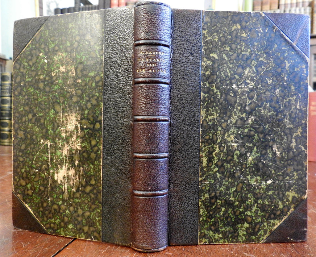 Tartarin sur les Alpes 1886 Alphonse Daudet illustrated leather book