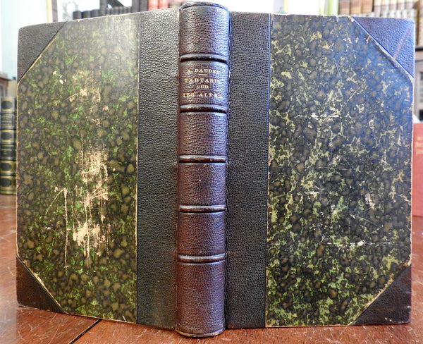 Tartarin sur les Alpes 1886 Alphonse Daudet illustrated leather book