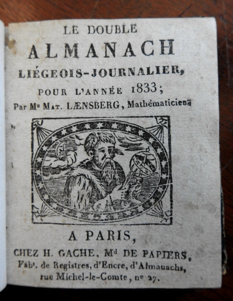 French Almanac 1833 Laensberg woodcut illustrated rare pocket book Celestial