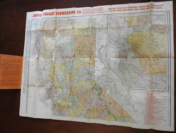 California state c.1910 Judson Freight RR rare large color pocket map