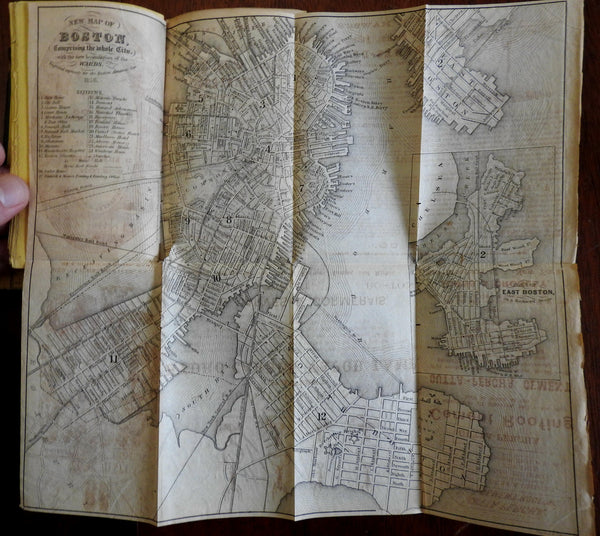 Boston Almanac Mass. 1861 city map rare book advertising business directory