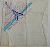 Paris City Plan w/ Eiffel Tower c.1920-40 hand painted silk fabric map folk art