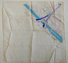 Paris City Plan w/ Eiffel Tower c.1920-40 hand painted silk fabric map folk art
