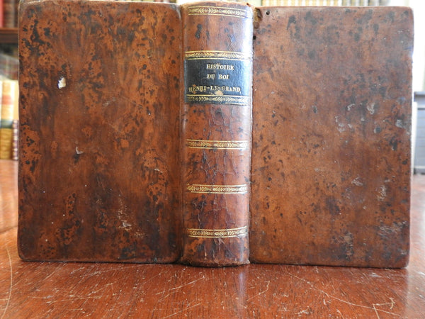 Henry IV French King Biography 1822 antiquarian leather book engraved portrait