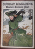 Beautiful color lithograph 1905 Art Nouveau cover art Boston Post rare image