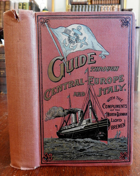 Ocean Liner North German Lloyd Bremen 1898 tourism European Travel Guide w/ maps