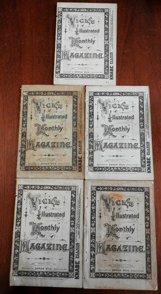 Vick's Illustrated Monthly Magazine 1879-82 Lot x 5 w/ color floral plates