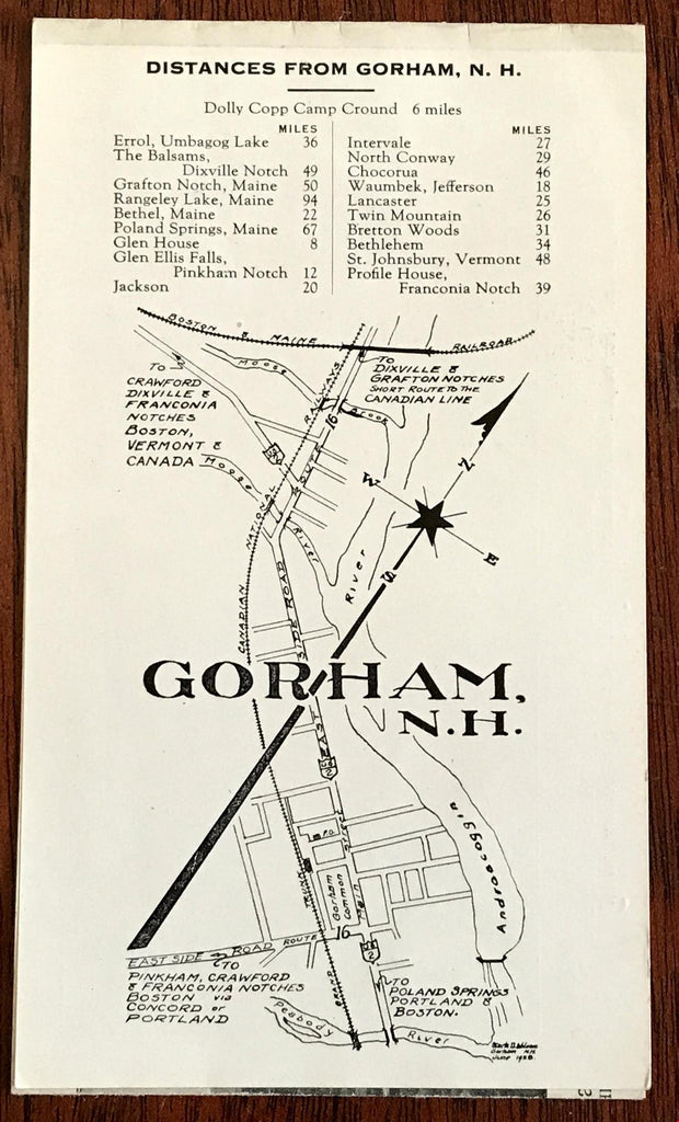 Gorham New Hampshire White Mountains c. 1910 souvenir tourism leaflet w/ map