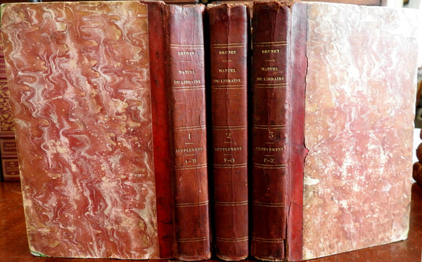 Brunet Bibliography Manuel Librairie de Livres supplement 1834 set 3 vols books