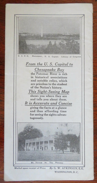 Sight Seeing Map Historic Potomac River 1912 Atkinson annotated tourist's map