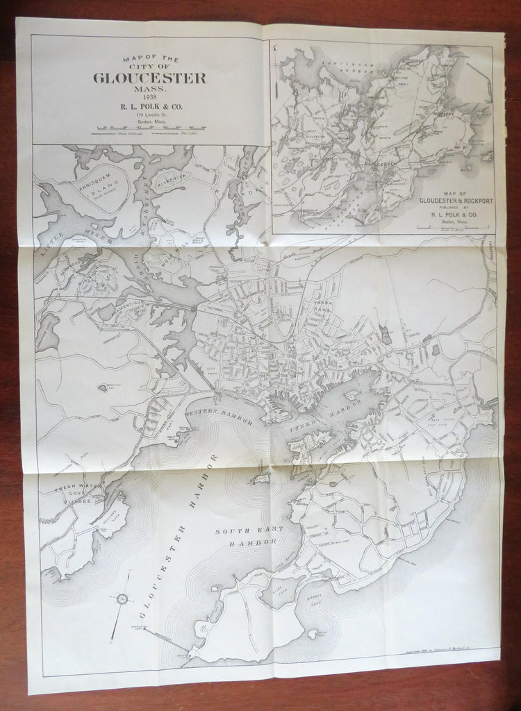 Gloucester Massachusetts 1938 Polk detailed city plan Annisquam Harbor