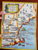 New England Tours 1935 travel brochure New England Cartoon pictorial Map