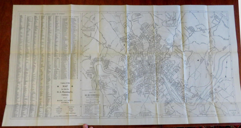 Haverhill Groveland & Merrimac Massachusetts 1940 Manning lg. detailed city plan