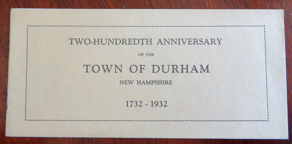 Durham New Hampshire 200th Anniversary 1932 brochure celebration schedule