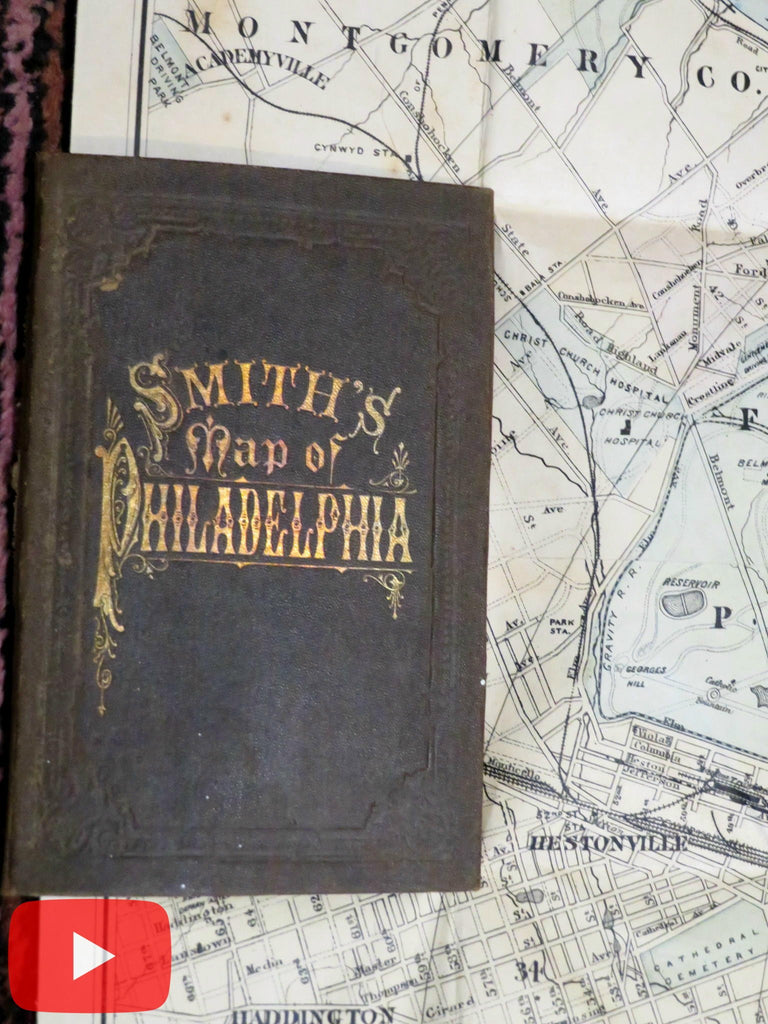 Philadelphia Pennsylvania 1891 J.L. Smith large City Plan linen detailed fishing