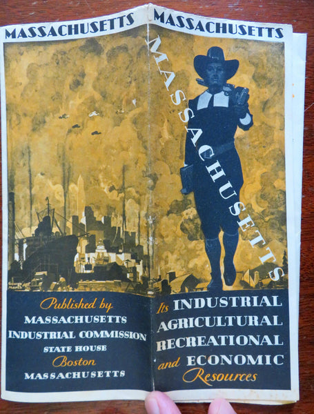 Massachusetts Industry Agriculture c. 1930 promo brochure w/ airport map