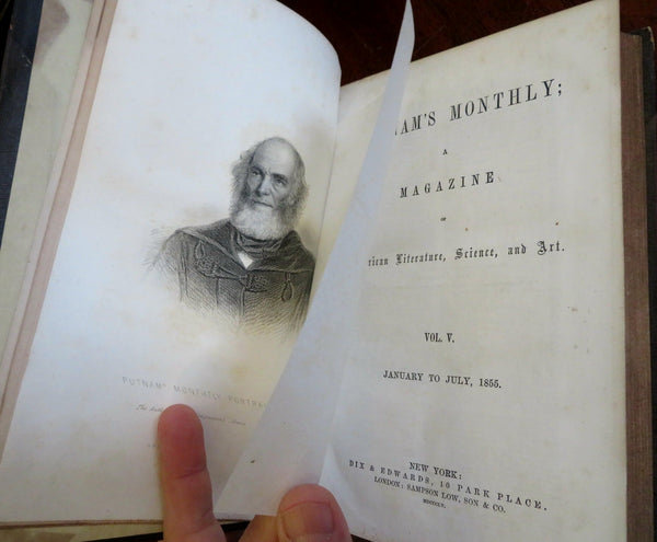 Putnam's periodical 1855 rare book Trip to Moon Hawaii Minstrels Mormons