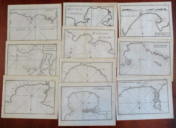 Coastal Charts Mediterranean Sea North Africa Spain 1746 Roux lot x 10 maps