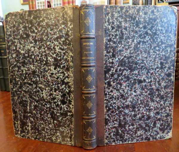 Sentimental Voyage Laurence Sterne c. 1850's French illustrated leather book