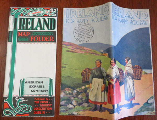 Ireland Travel Brochures 1920s Lot x 2 illustrated tourist promo's w/ maps
