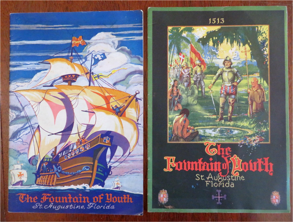 Saint Augustine Florida Lot x 2 Tourism Brochures 1940's Fountain of Youth
