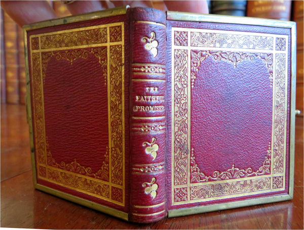 Faithful Promiser 1853 miniature leather book working metal brass clasp & edges