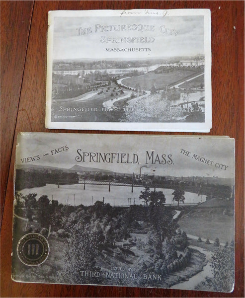 Springfield Massachusetts 1910-13 lot x 2 souvenir view book street scenes autos