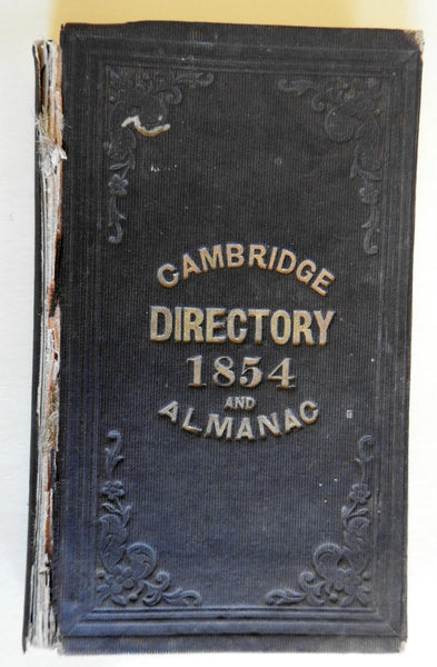 Cambridge Massachusetts Directory & Almanac 1854 old book