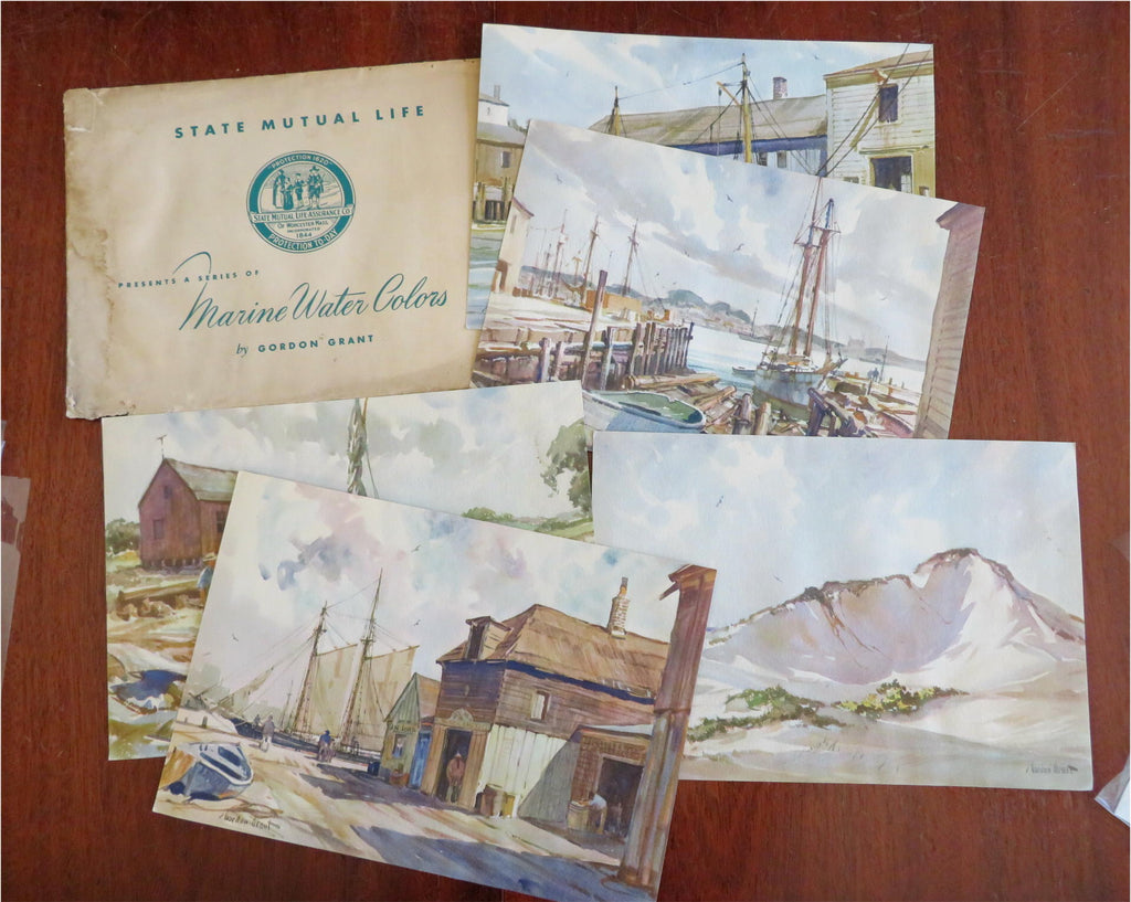 Gordon Grant Marine Watercolors c. 1930's lot x 5 rare colorful prints