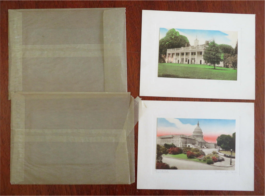 Mount Vernon & Capitol Building c. 1910's lot x 2 rare colorful printed graphic