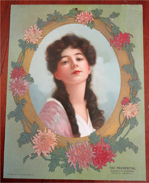 Prudential Insurance Company Promotional Item 1902 rare pretty woman print