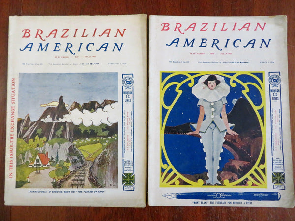 Brazilian American pictorial Magazine 1924 illustrated Lot x 2 Brazam