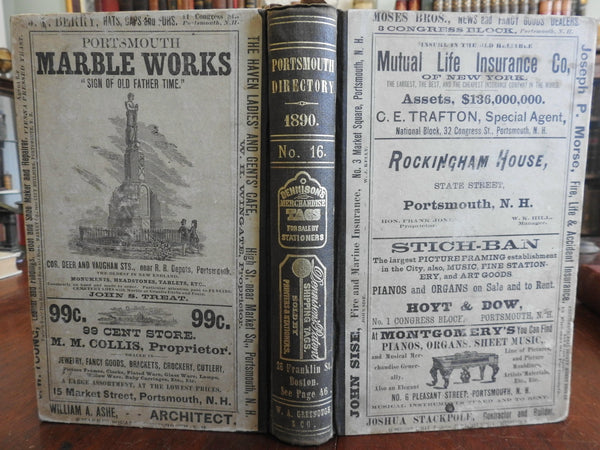 Portsmouth New Hampshire 1890 city Directory Advertising Businesses residents