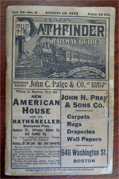 Baby Pathfinder Railway Guide 1915 American rail time tables travel book